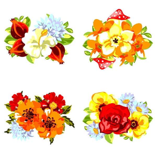 Kleurrijke bloemen boeketten — Stockvector