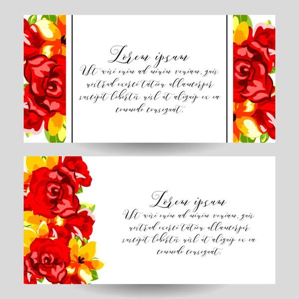 Invitation cards with floral elements — Stock Vector