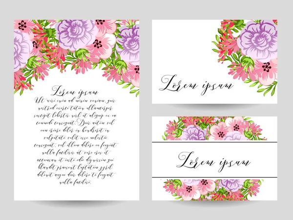 davetiye kartlarla çiçek öğeleri