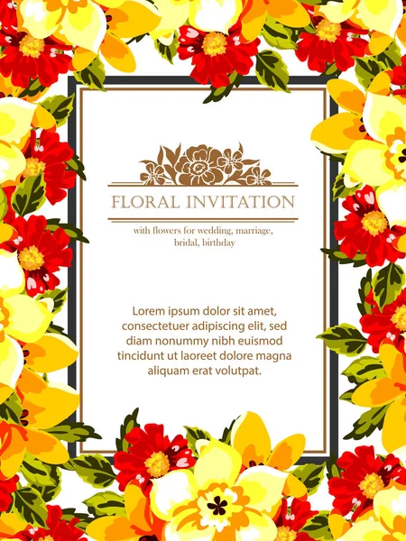 Zaproszenia z kwiatowymi elementami — Wektor stockowy