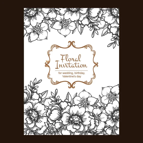 Vintage Blumen Hochzeitseinladungskarte — Stockvektor