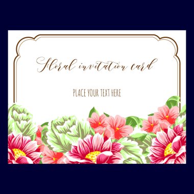 Çiçekli davetiye kartı. 
