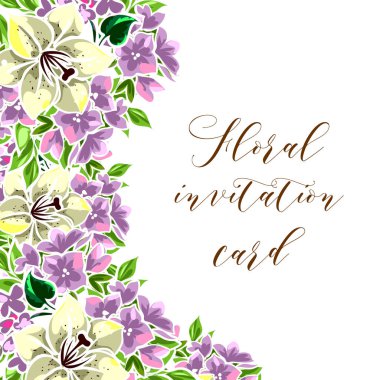 davetiye kartlarla çiçek öğeleri