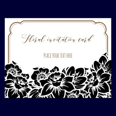 Çiçekli davetiye kartı. 