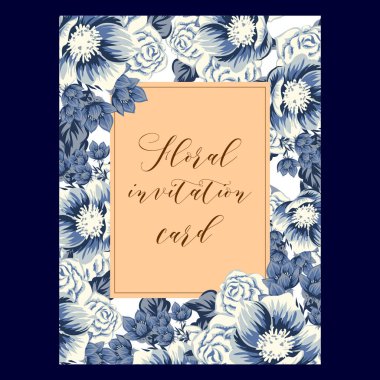 çiçek düğün davetiye kartı