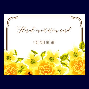 Çiçekli davetiye kartı. 