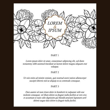 çiçek düğün davetiye kartı