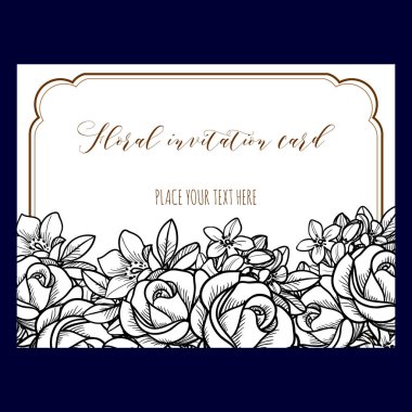 çiçek düğün davetiye kartı