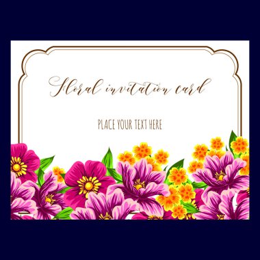 Çiçekli davetiye kartı. 