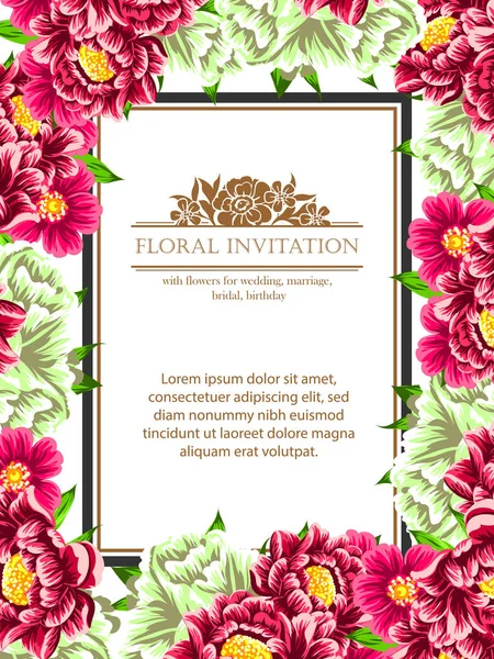 Karta zaproszenie z kwiatowymi elementami — Wektor stockowy