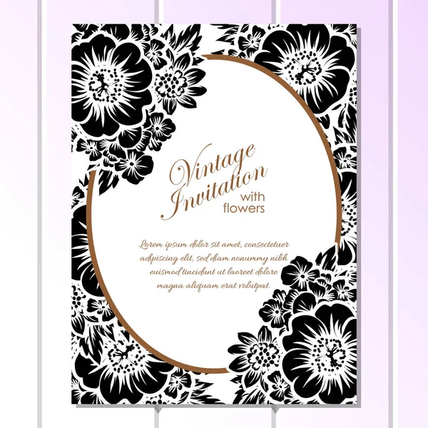 Vintage floral wedding invitation card — Stock Vector