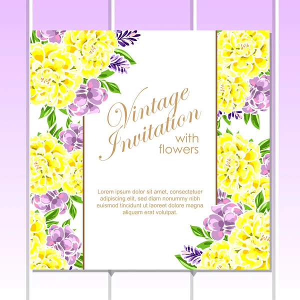 Tarjetas de invitación con elementos florales — Vector de stock