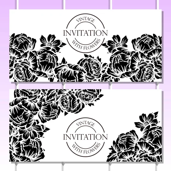 Tarjeta de invitación de boda floral vintage — Vector de stock