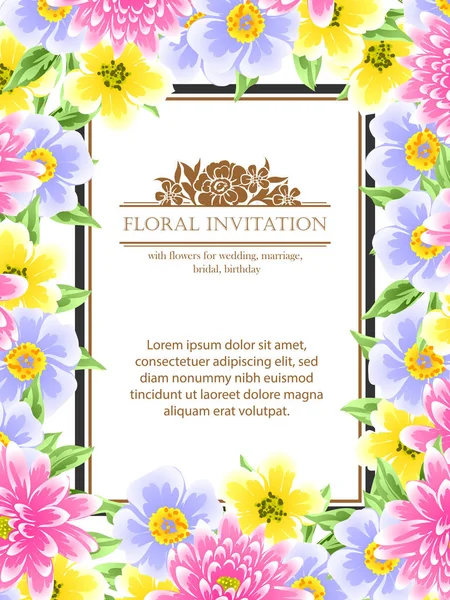 Karta zaproszenie z kwiatowymi elementami — Wektor stockowy