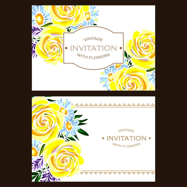 Cartes d'invitation avec des éléments floraux — Image vectorielle