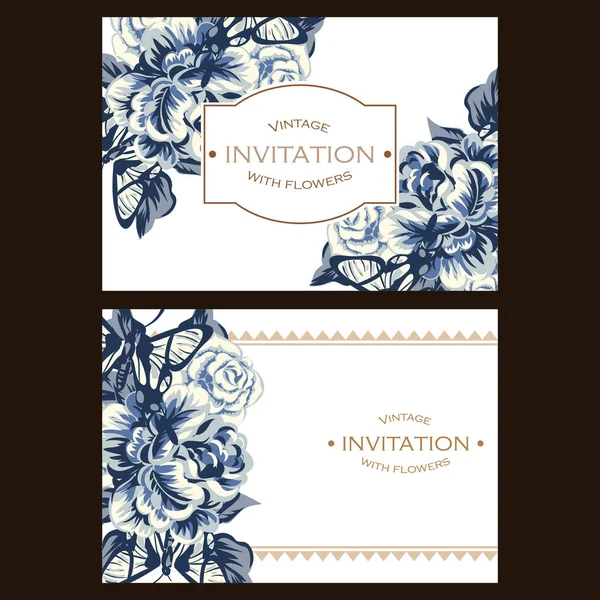 Karta kwiatowy wesele zaproszenie — Wektor stockowy