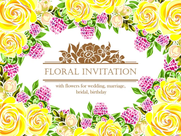 Προσκλητήρια με floral στοιχεία — Διανυσματικό Αρχείο