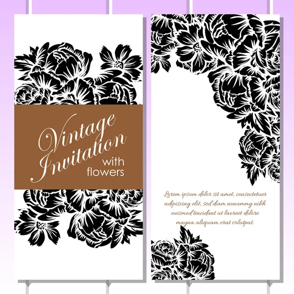 Vintage floral wedding invitation card — Stock Vector