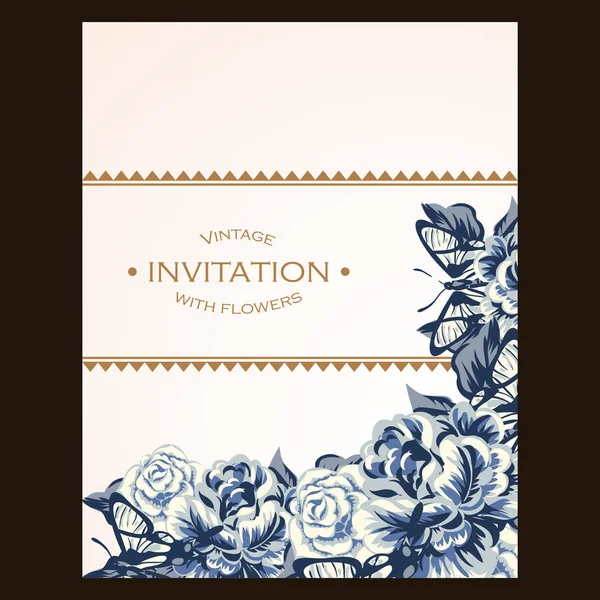 Carte d'invitation de mariage floral vintage — Image vectorielle