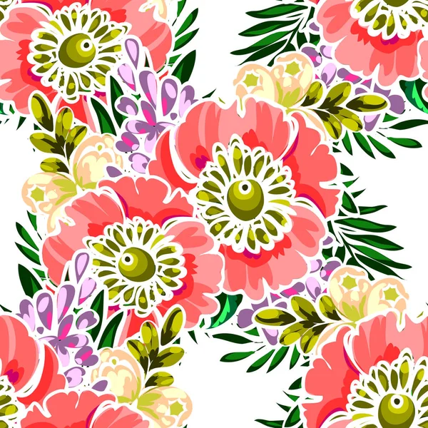 Patrón floral sin costuras — Vector de stock