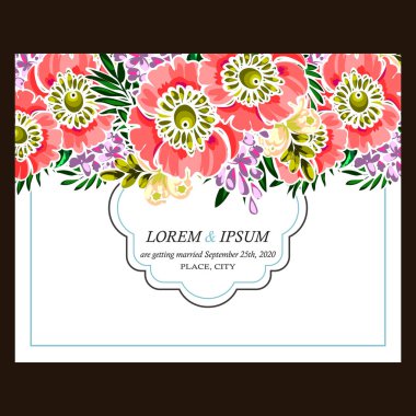 davetiye kartlarla çiçek öğeleri