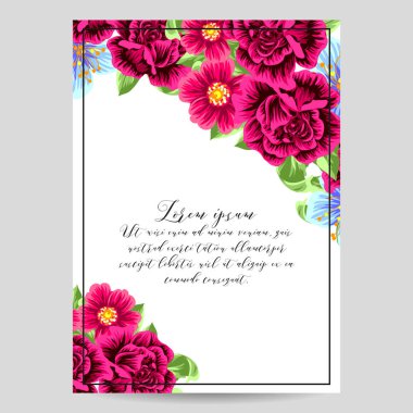 çiçek düğün davetiye kartı