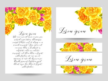 davetiye kartlarla çiçek öğeleri