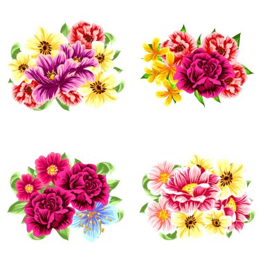 renkli çiçek buketleri