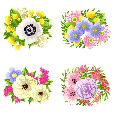 renkli çiçek buketleri