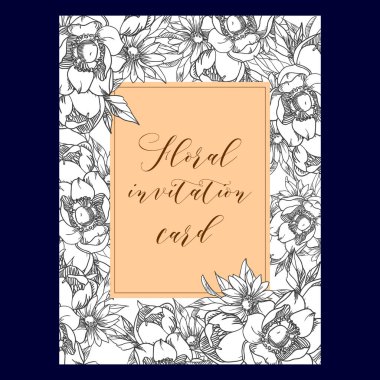 Çiçekli davetiye kartı. 