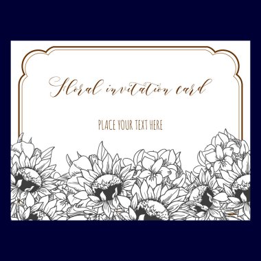 Çiçekli davetiye kartı. 