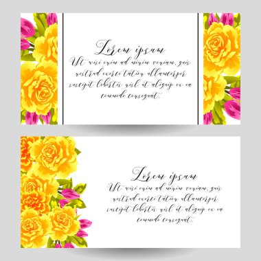 davetiye kartlarla çiçek öğeleri