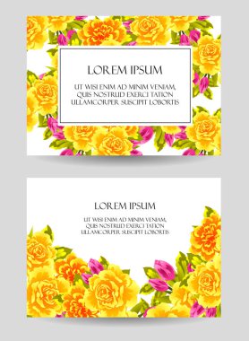 davetiye kartlarla çiçek öğeleri