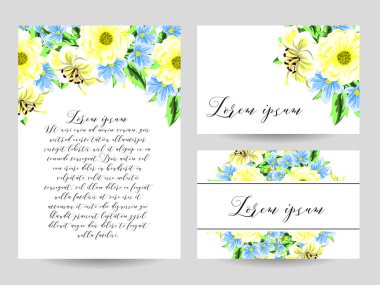 davetiye kartlarla çiçek öğeleri