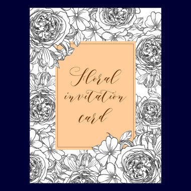Çiçekli davetiye kartı. 