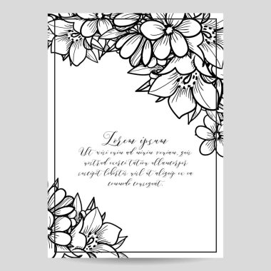 çiçek düğün davetiye kartı