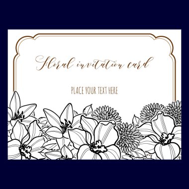 Vintage tarzı çiçek davetiye