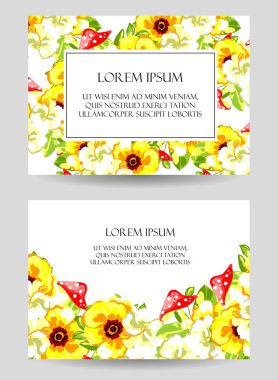 davetiye kartlarla çiçek öğeleri