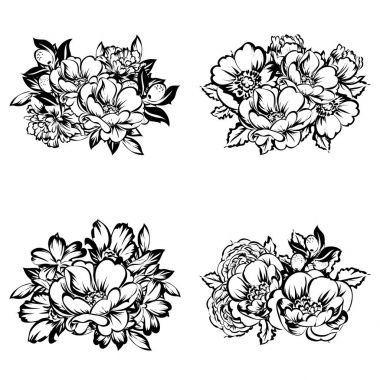 çiçek buketleri kümesi