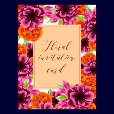 Çiçekli davetiye kartı. 