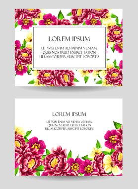 davetiye kartlarla çiçek öğeleri