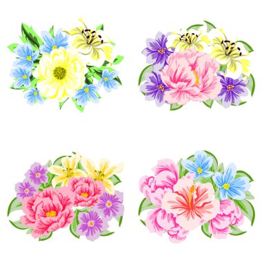 renkli çiçek buketleri