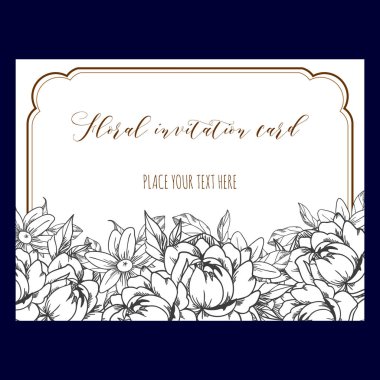 Vintage tarzı çiçek davetiye