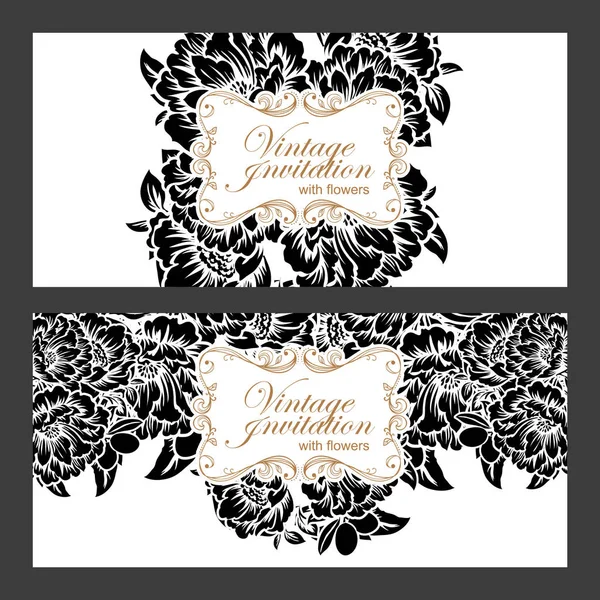 Estilo vintage tarjetas de invitación de flores — Vector de stock