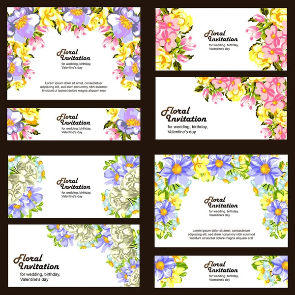 Tarjetas de invitación de boda floral vintage — Vector de stock