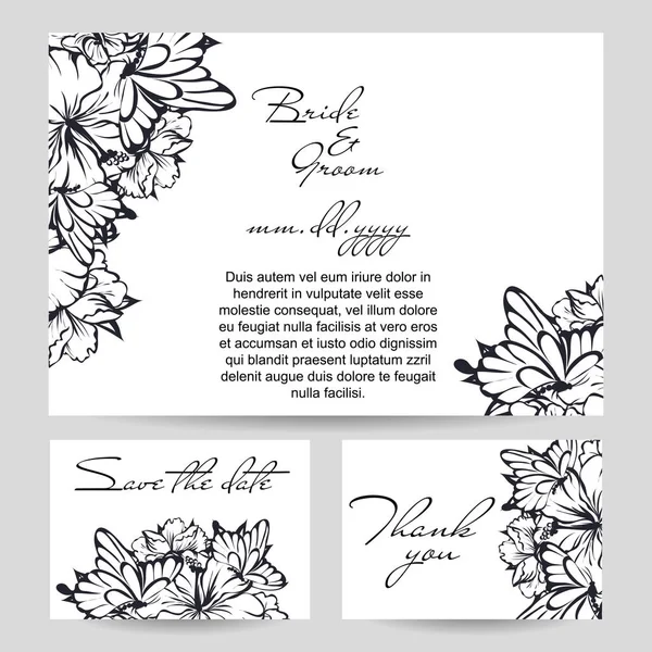 Vintage floral convite cartões — Vetor de Stock