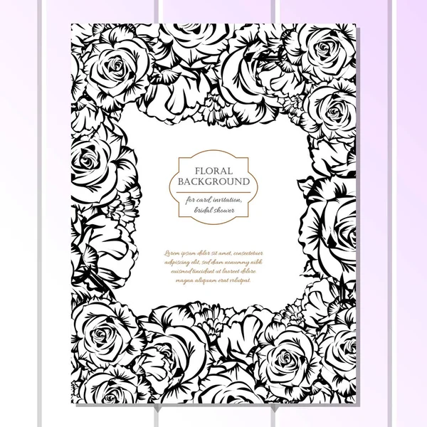 Tarjeta de invitación floral de estilo vintage — Vector de stock