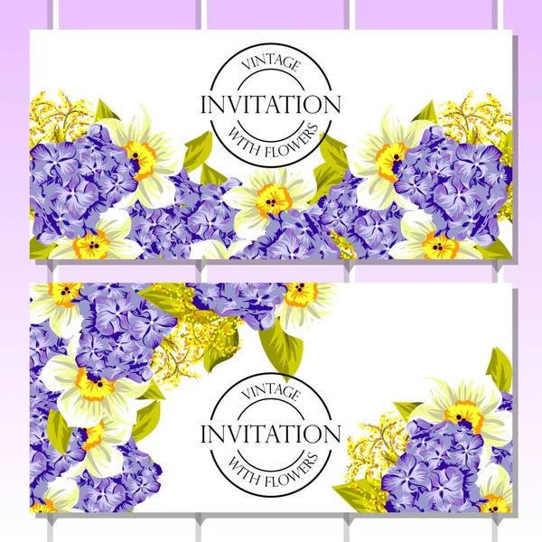Vintage floral convite cartões —  Vetores de Stock