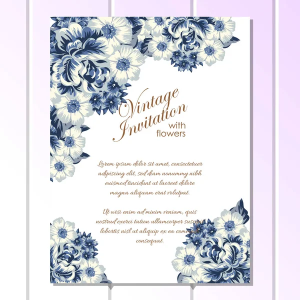 Cartão de convite floral estilo vintage —  Vetores de Stock