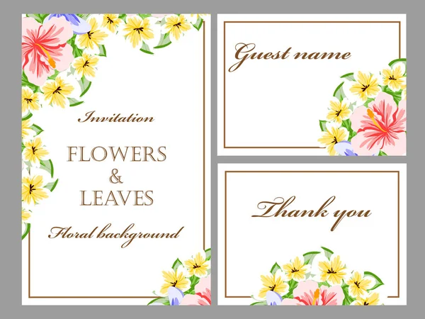 Vintage florale Einladungskarten — Stockvektor